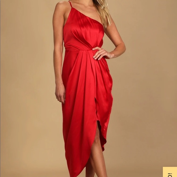 Lulu’s Red satin Dress. Brand new w/tags and never worn. - Picture 2 of 8